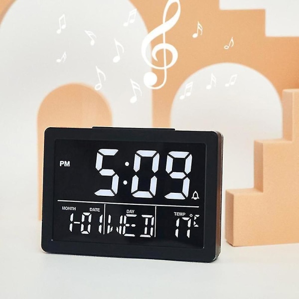Digitalt Vækkeur med Stort LED Tidsdisplay Temperaturdetektering Snooze-ure til Soveværelse Seng