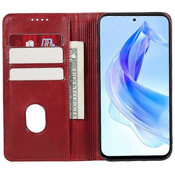 Honor Magic5 Pro Vasikannahka Pintainen Iskunkestävä PU-nahkainen Suojakotelo Käännettävä Jalustallinen Lompakkokotelo Multicolor Style B