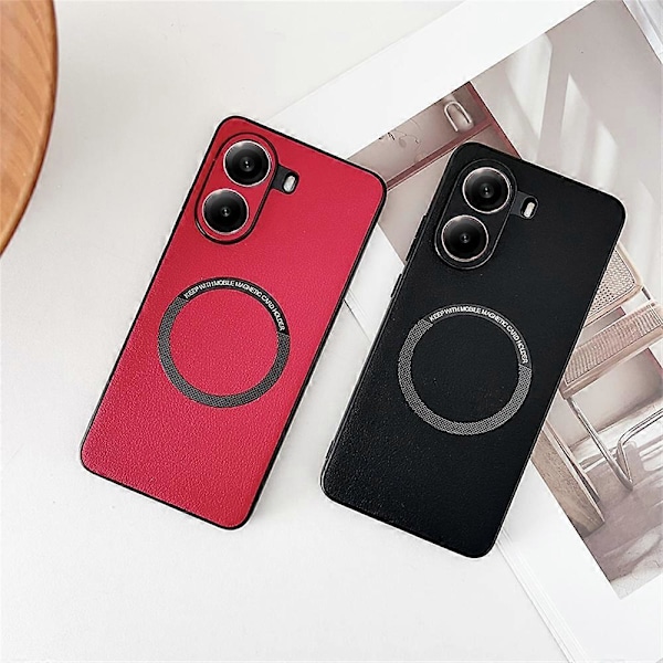 Skal för Xiaomi Poco X7 Pro 5G Anti-Drop PU Läder+TPU Fodral Kompatibelt med MagSafe Multicolor Black