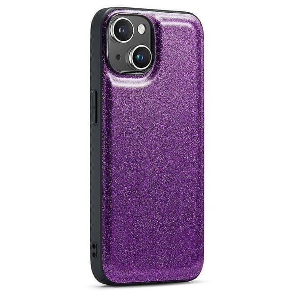 For iPhone 15 Deksel Fallbeskyttelse Glitter Lær+PC+TPU Telefondeksel Multicolor Style D