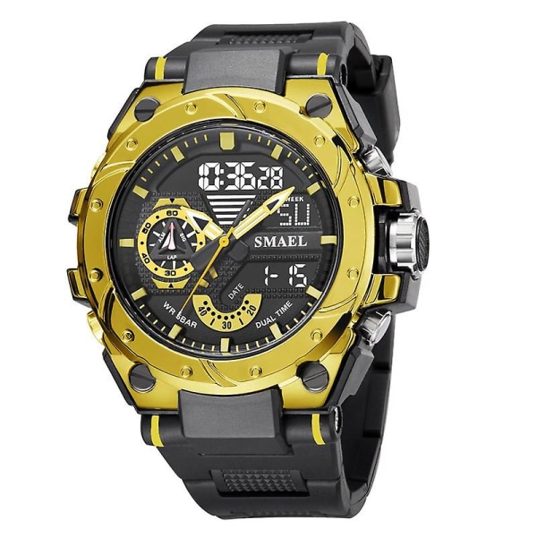 Smael Quartz Ur til Mænd Armbåndsure Watcholorful Rødt Armbånd 50m Vandtæt Vækkeur Analog Digital 8060 Sportsure GOLD