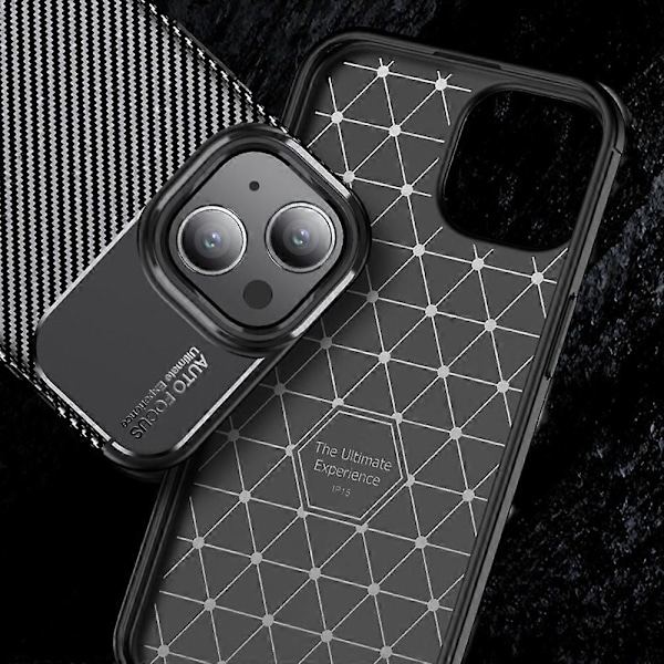 Kolfibertextur TPU-skal för iPhone 15, Repskyddande skyddsskal