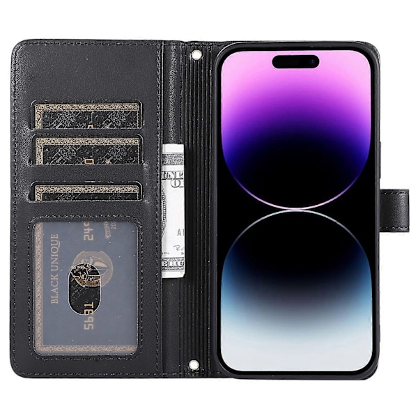 iPhone 14 Pro Max Lompakkokotelo Folio PU Nahkainen Jalustallinen Rhombus Puhelinkuori Rannekkeella Multicolor Style C