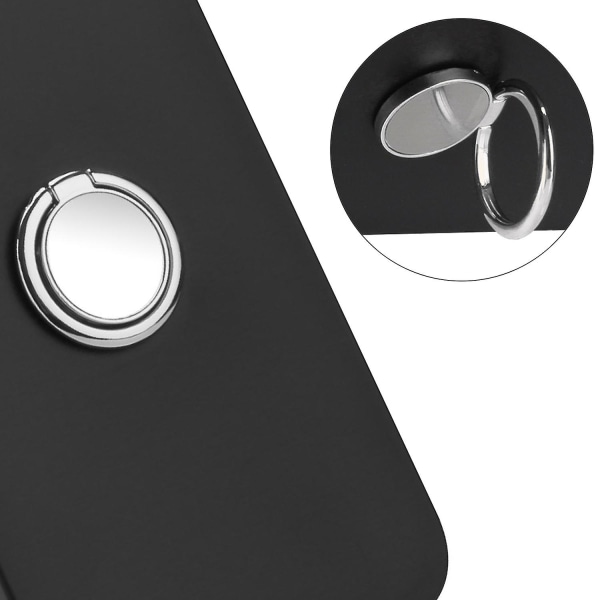 Matt Tpu- case för Iphone 15 Plus, spegelliknande ring Kickstand Phone Shell anti-scratch Cover Silver