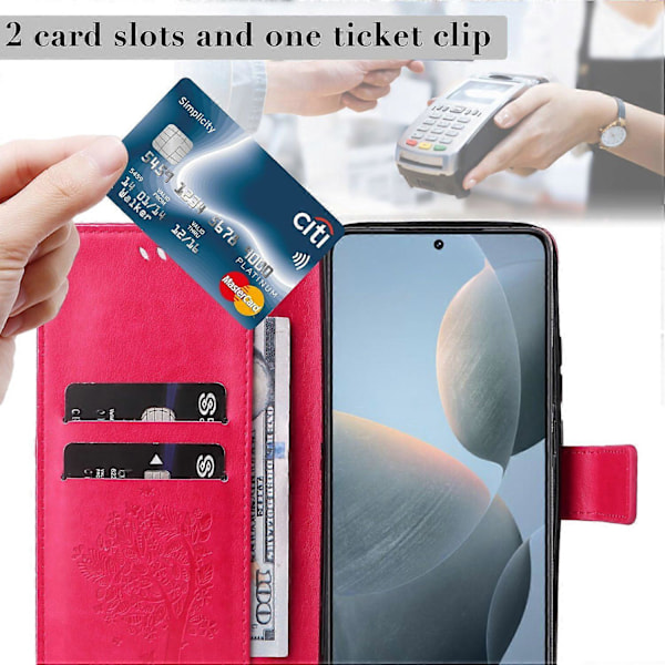 KT Imprinting Flower Series-3 til Xiaomi 14T Etui Katte Træ Mønster Flip Læder Telefon Cover Multicolor Style F