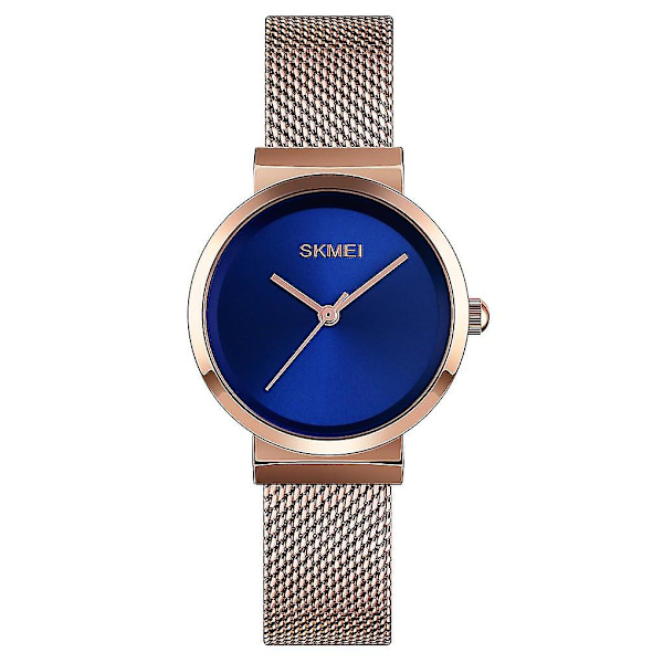 Skmei 1595 Scale Women Quartz Watch Rose Gold Blue