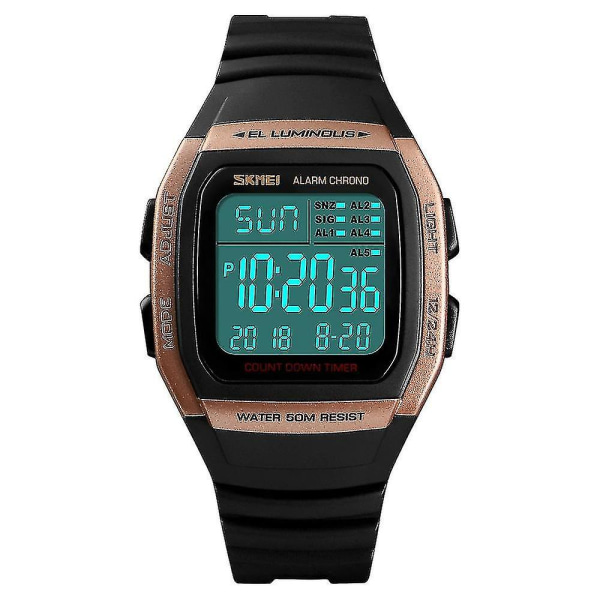 Skmei 1278 Vattentät Digital Watch Svart Golden rose