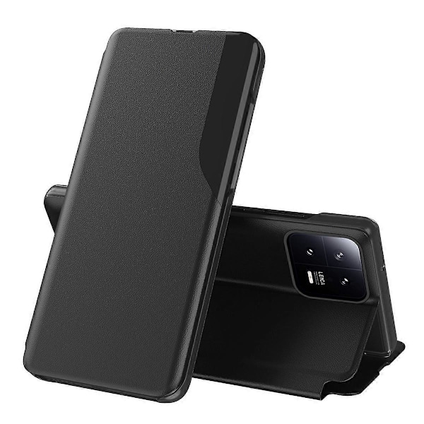 PU Læder Telefon Stand Case til Xiaomi 13 5G, Visningsvindue Anti-drop Telefon Cover Multicolor Style A