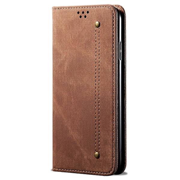 Plånboksfodral i PU-läder med jeanstextur för OnePlus Ace 3 5G/12R 5G Multicolor Coffee
