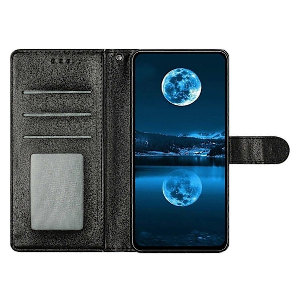 Læder telefoncover med pung, stativ og praktisk rem til Samsung Galaxy A54 5G - Grøn Multicolor Black