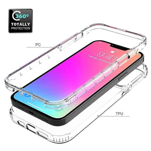 Transparent Gradient Farve Klar TPU+PC Cover til iPhone 13 Pro Max 6.7 tommer Multicolor Style B