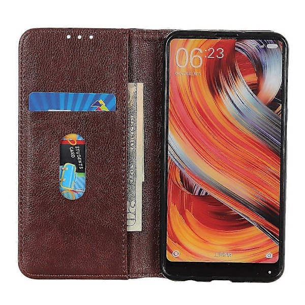 Til Xiaomi Poco C75 4G/Redmi 14R 5G/14C 4G Stand Case Split Læder Wallet Telefon Cover Multicolor Brown