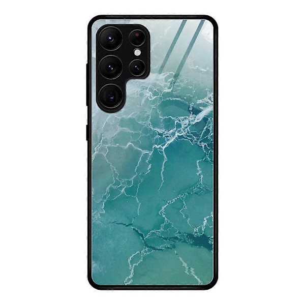 Til Samsung Galaxy S25 Ultra Case Marmormønster Hærdet Glas+PC+TPU Telefon Cover Multicolor Style D