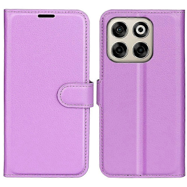 Til ZTE Blade V70 Etui Litchi Tekstur Stødsikkert Læder Wallet Telefon Cover - Grøn Multicolor Purple