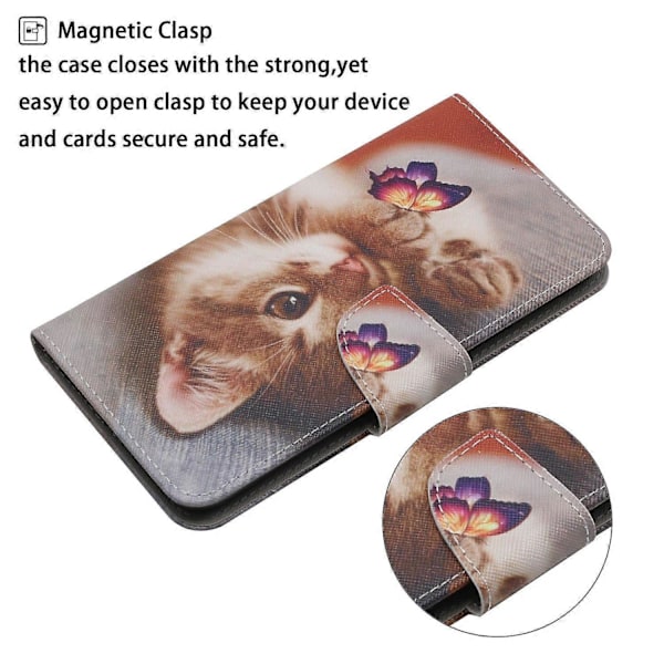 Til Samsung Galaxy A25 5G Etui Mønsterprint Kryds Tekstur Cover Multicolor Butterfly/Cat