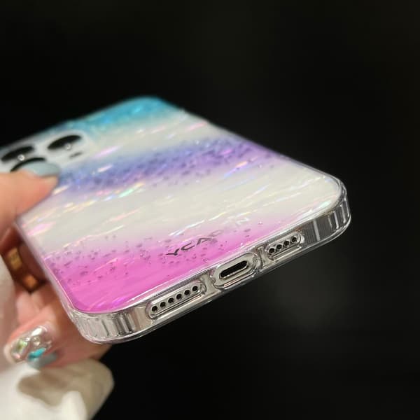För Iphone 14 Pro Gradient Phone case Glitter Tpu Shell Grain Cover Purple