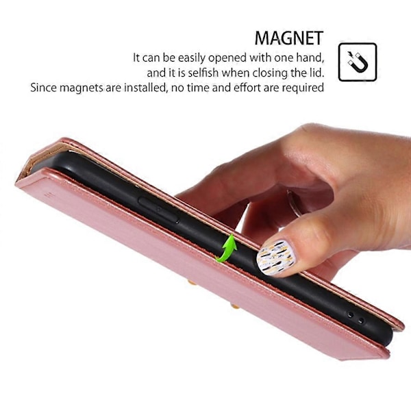 Lompakkokotelo Xiaomi Redmi Turbo 4 5G/Poco X7 Pro 5G PU-nahkaa magneettinen automaattisesti imeytyvä puhelinkotelo Multicolor Rose Gold