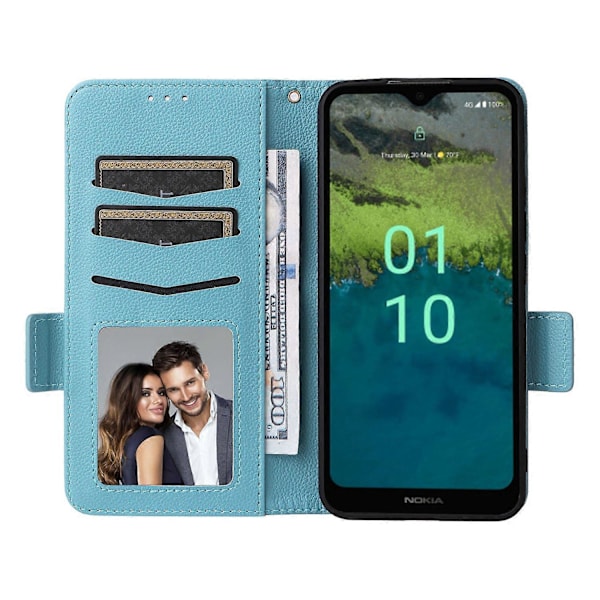 Reptåligt Telefonfodral för Nokia C110 Litchi Textur PU Läder Plånboksfodral med Ställ Multicolor Style F