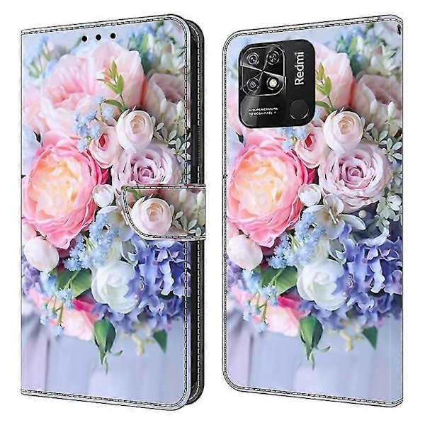 Kuvioitu nahkakotelo Xiaomi Redmi 10C 4G -puhelimelle, pudotussuojattu lompakkokotelo Multicolor Style M