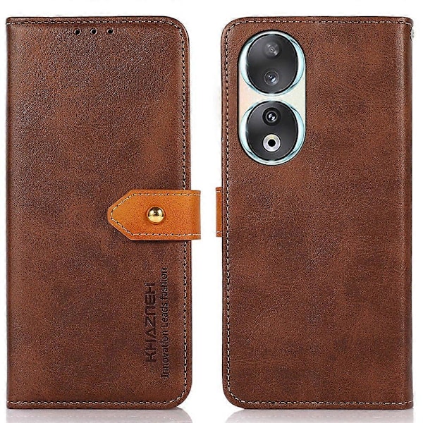 KHAZNEH För Honor 90 PU Läder Stöttåligt Fodral Kohud Textur Ställ Plånbok Telefonfodral Multicolor Style B