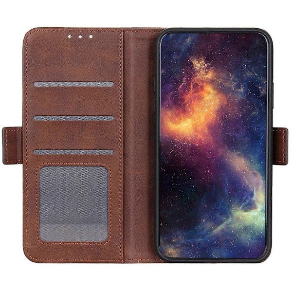 iPhone 16 Plus -kotelo PU-nahkainen lompakkokotelo sivumagneettilukolla - Musta Multicolor Brown