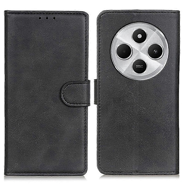 Til Xiaomi Poco C75 4G/Redmi 14R 5G/14C 4G Stand Wallet Case Ko Læder Tekstur Læder Telefon Cover Multicolor Black