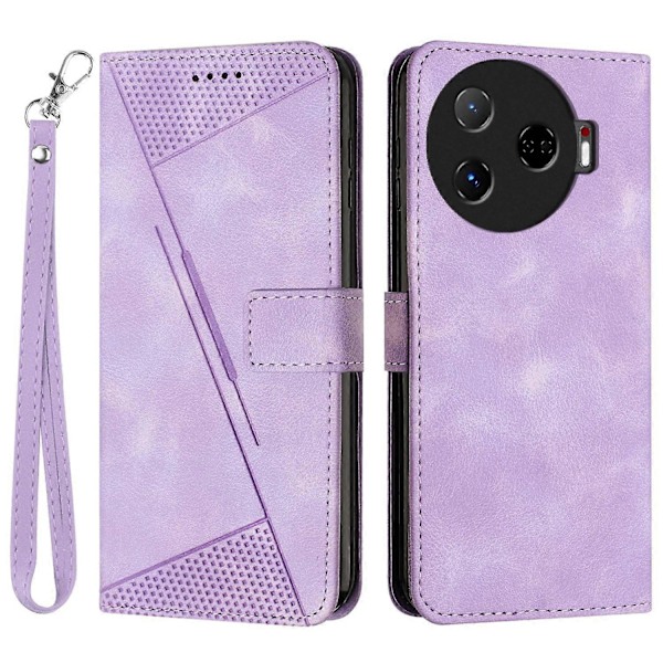 Til TECNO Camon 30 Pro 5G Mobiltelefon Etui Trekant Præget Læder Støtte Cover Multicolor Style D