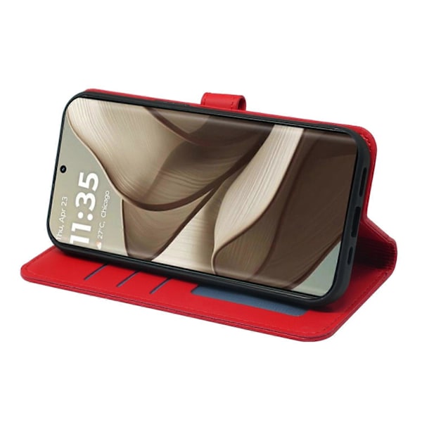 Til Motorola Edge 50 5G Wallet Case Magnetisk Lukning Læder Telefon Cover med Rem - Grøn Multicolor Red