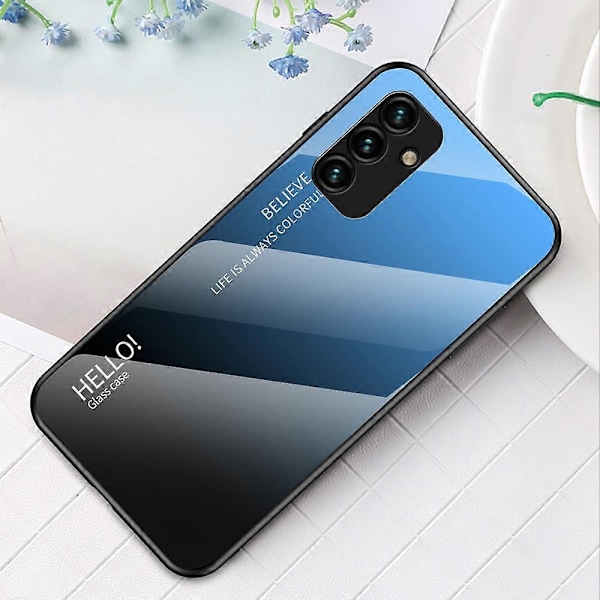 För Samsung Galaxy A34 5G Gradient Färg Telefonskal Härdat Glas+PC+TPU Skyddsfodral Multicolor Style I