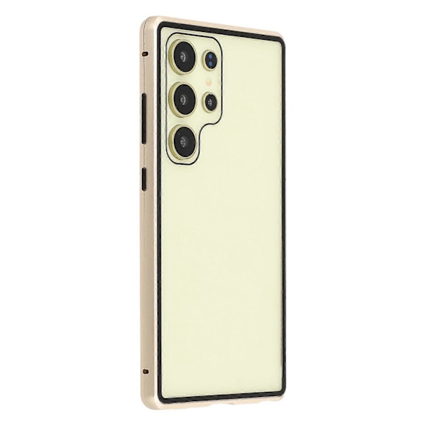For Samsung Galaxy S24 Ultra Deksel med Skjermbeskytter Herdet Glass Metall Telefondeksel Magnetisk Multicolor Gold