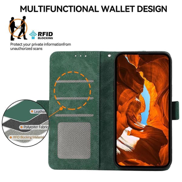Til Xiaomi 14T Pro Etui PU Læder Folio Stand View RFID Blokerende Telefon Cover Multicolor Style E