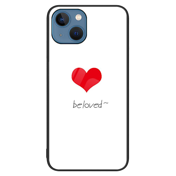 För Iphone 15 Plus Printed case härdat glas+pc+tpu Hybrid cover Beloved