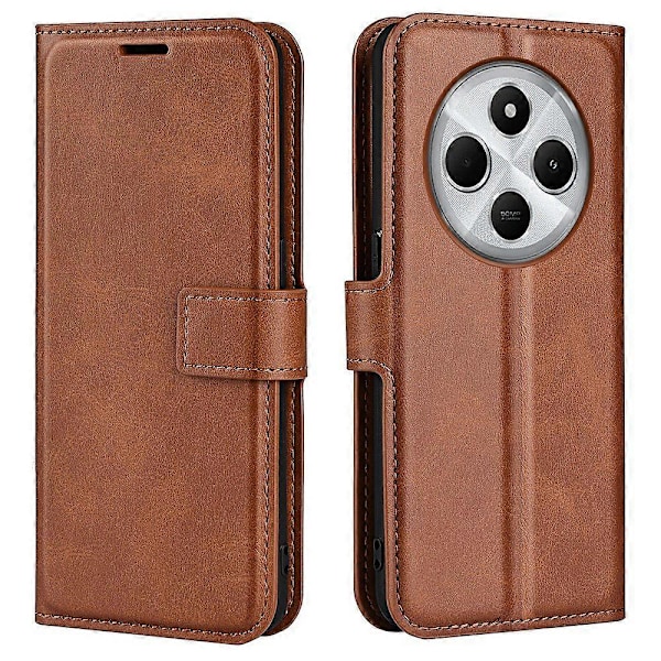 Til Xiaomi Poco C75 4G/Redmi 14R 5G/14C 4G Stand Case Anti-Scratch Kalvetekstur Læder Telefon Cover Multicolor Style F