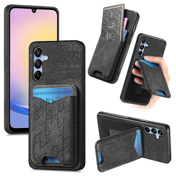 Til Samsung Galaxy A15 4G/5G Etui med Præget Mønster, Kortholder, Støttefod, Læder Bagside Cover Multicolor Style D