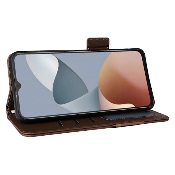 För ZTE Blade A34 Telefonfodral Läder Litchi Textur Skydd med Magnetisk Stängning - Grå Multicolor Brown