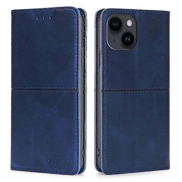 iPhone 15 Plus Magneettisuljettava Puhelinkotelo Lehmännahkakuvio Korttipaikat Nahkainen Jalustakotelo Multicolor Style A