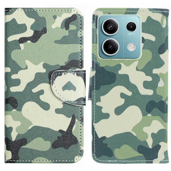 Telefoncover til Xiaomi Redmi Note 13 5G PU Læder Krydset Tekstur Wallet Cover Multicolor Camouflage