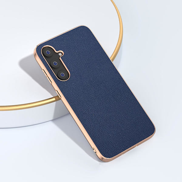 För Samsung Galaxy S23 Fe Litchi Texture Phone case Läderbelagd Pc+tpu Cover Blue