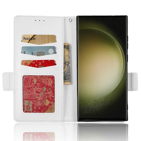 Samsung Galaxy S23 Ultra -puhelimen suojakotelo lompakolla, jalustalla, PU-nahalla, kaksoismagneettilukolla Multicolor Style C
