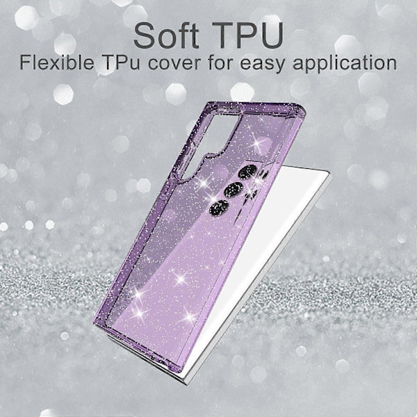 Samsung Galaxy S23 Ultra -puhelimen kuori, paksuuntettu glitterjauhe, kirkas TPU-puhelinkuori Multicolor Style D