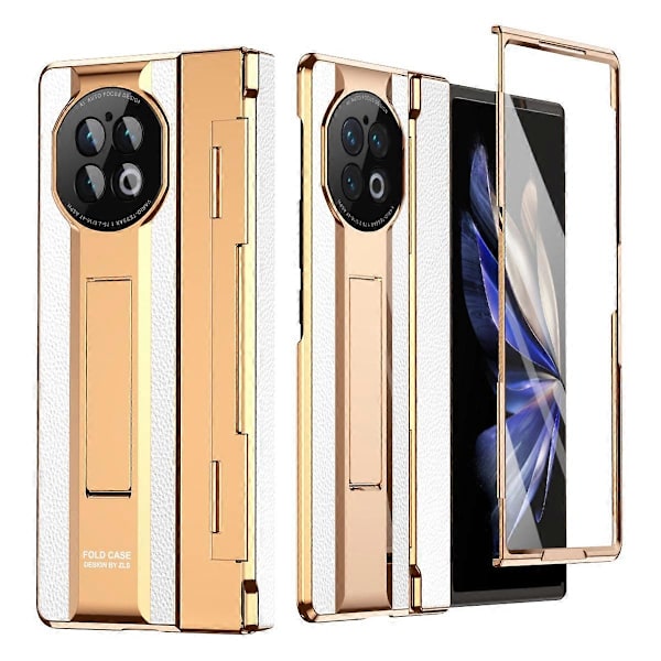 För vivo X Fold2 Ställ Telefonfodral PU Läder+PC Stöttåligt Skyddsfodral med Glasfilm Multicolor Style C