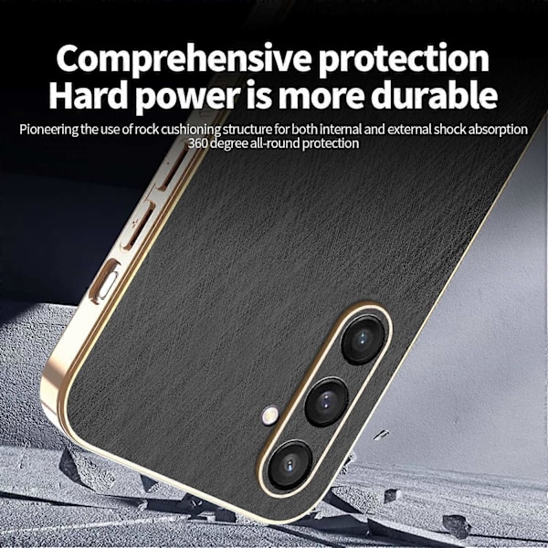 KADEM Skal för Samsung Galaxy S24+ Elektropläterad Silkesstruktur PU+TPU Telefon Baksida Multicolor Black