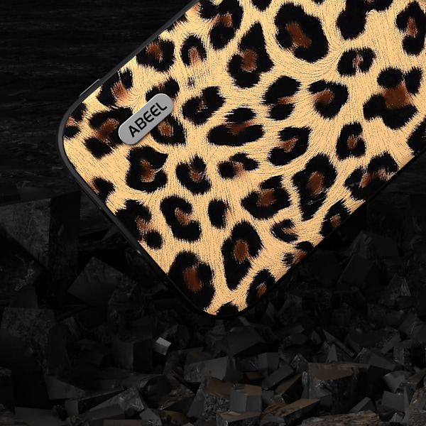 För Iphone 15 Pro Max Leopard Mönster Phone case Pu Läder + PC + Tpu Slim Cover Champagne Gold