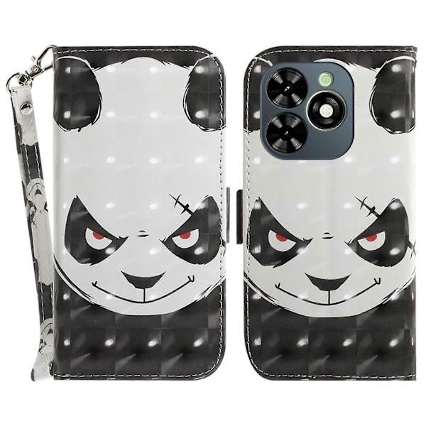 Stilig trykt skinnetui med stropp til Infinix Smart 8 4G/Smart 8 HD 4G/Hot 40i Multicolor Angry Panda
