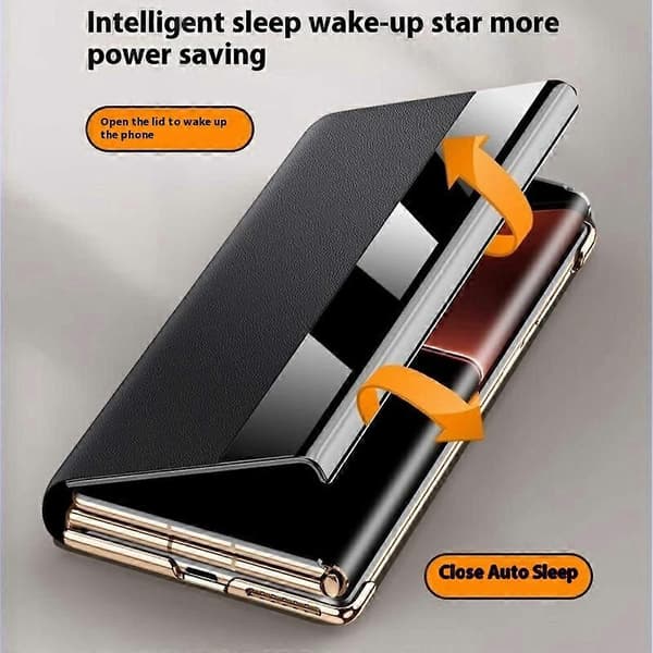 Til Huawei Mate XT Ultimate Case Visningsvindue Ægte Ko Læder Smartphone Cover Multicolor Style E