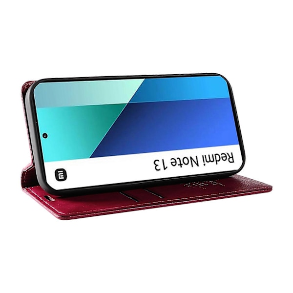 YIKATU YK-006 Lærveske med magnetisk lukking og litchi-tekstur for Xiaomi Redmi Note 13 4G Multicolor Wine Red