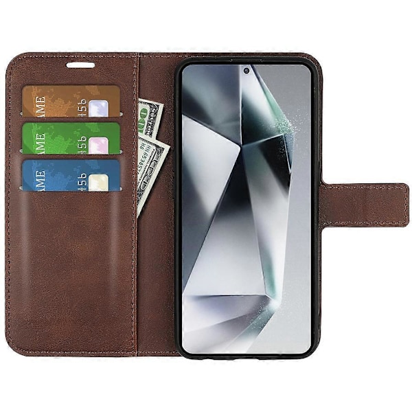 Til Samsung Galaxy S25 Ultra Stand Case Anti-Scratch Kalvetekstur Læder Telefon Cover Multicolor Style G