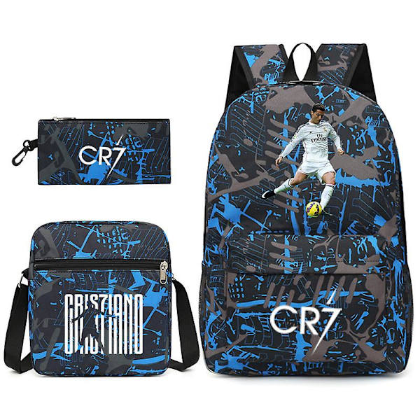 Fotbollsstjärna C Ronaldo Cr7 ryggsäck med printed runt studenten Tredelad ryggsäck. Huahua 2 Huahua 2 Single shoulder bag