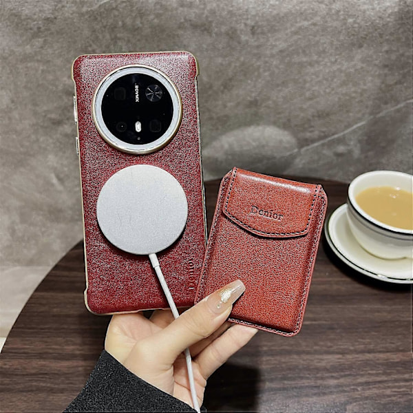 DENIOR Magnetisk etui i ægte okselæder med PC-støttefod til Huawei Mate 70 Pro/70 Pro+ Multicolor Style B