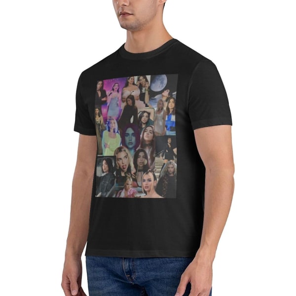 Dua Singer Lipa Shirt Herr Kortärmad T-shirt med rund hals Mode Toppar B0cmzqqr1x-16 Black M